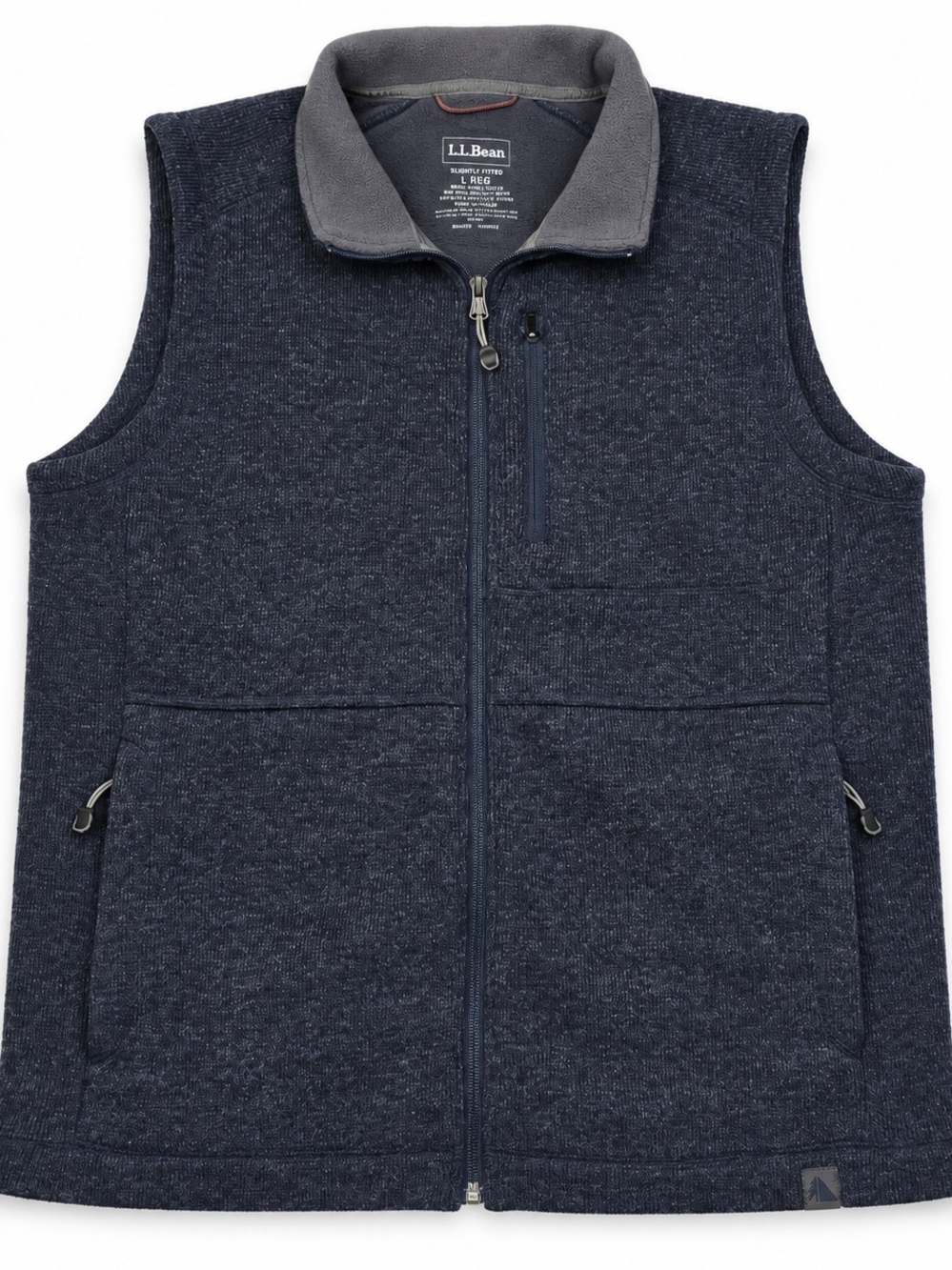 LL Bean Wool Sweater Vest Men’s Size Small Blue Slightly Fitted Full Zip